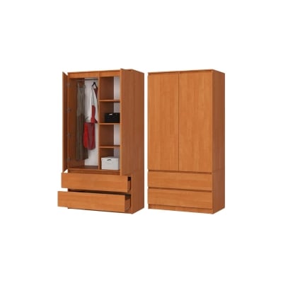Picture of Furniture Express Premium Design 2 Door with 2 Large Drawer Almira/Wardrobe H70+ L30 + W14 by Best Quality Furniture - Minimalistic Sophistication
