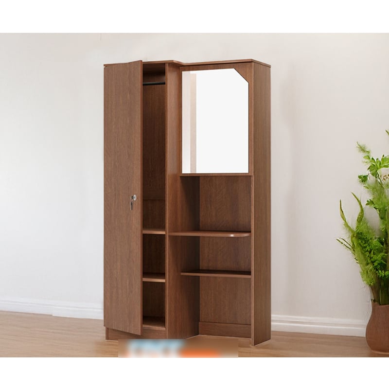 Picture of Furniture Express Modern Single Door Almirah and Two Shelves With Mirror | Book Shelf | Shelves | Mirror by Best Quality Furniture - Minimalistic Sophistication