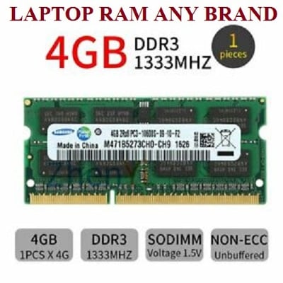 Picture of 4GB DDR3 1333 Mhz Laptop Ram ANY BRAND