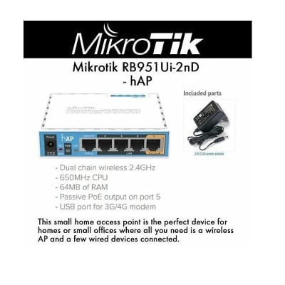 Picture of RB951Ui-2HND 1U rackmount, 5xEthernet, 5xGigabit Ethernet, USB, LCD, PoE out on port 10, 600MHz CPU, 128MB RAM, RouterOS L5