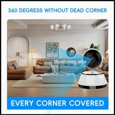 Picture of V380 IP Camera WiFI IP Camera 360 Degree IP Camera Mini CC Camera Wireless CCTV Camera IP Webcam robotic Ip Camera 2020 IP Camera Online CCTV Camera wifi wi-fi IP Camera security camera 360 Degree Camera IP Camera BD