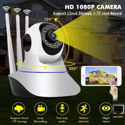 Picture of WiFi IP Camera V380 Pro WiFi Smart Net Camera IP Camera Smart  THREE ANTENNA  Wireless Home Security Camera