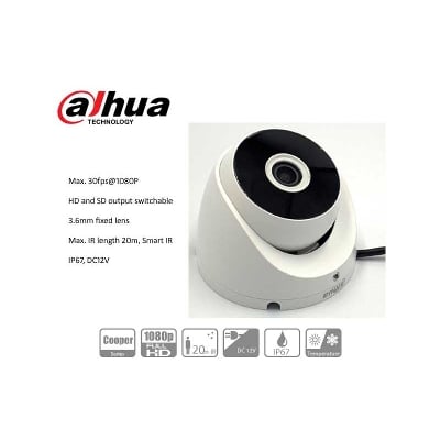 Picture of Dahua HAC-T2A21P 2MP HDCVI IR Eyeball Dome Camera (Metal Body)