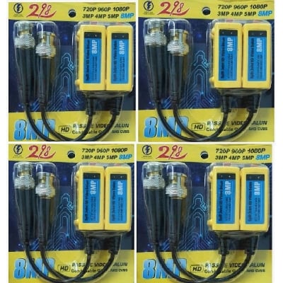 Picture of 4 pairs 8MP, 5MP, 3MP, 1080P Video Balun CCTV UTP transmission distance: 800 ft (Black & White), 500ft (Color)