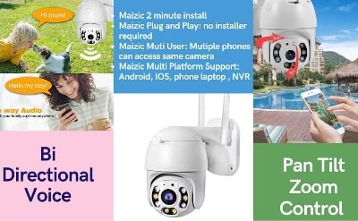 Picture of Full HD1080P  2MP Wi-Fi IP66 PTZ v380 PRO Camera Pan Tilt Surveillance Camera, Two Way Audio/Motion Detection/Best Night Vision/Waterproof CCTV Camera Support Upto 128G SD,White