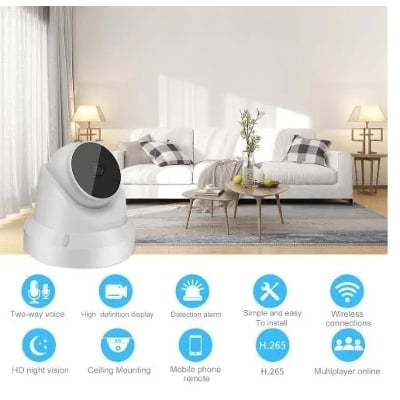 Picture of V380 Q1 3MP H.265 Indoor / Outdoor Dome Pan Tilt WIFI AI IP Camera 360° Night Vision APP Control Motion Detection Home Security Camera Baby Monitor