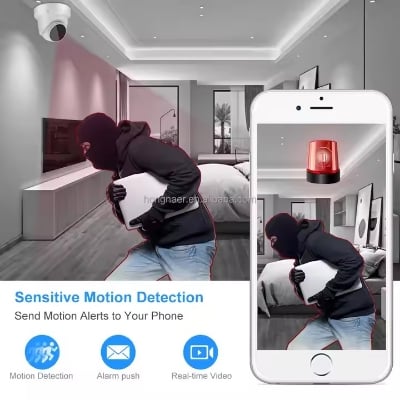 Picture of V380 Q1 3MP H.265 Indoor / Outdoor Dome Pan Tilt WIFI AI IP Camera 360° Night Vision APP Control Motion Detection Home Security Camera Baby Monitor