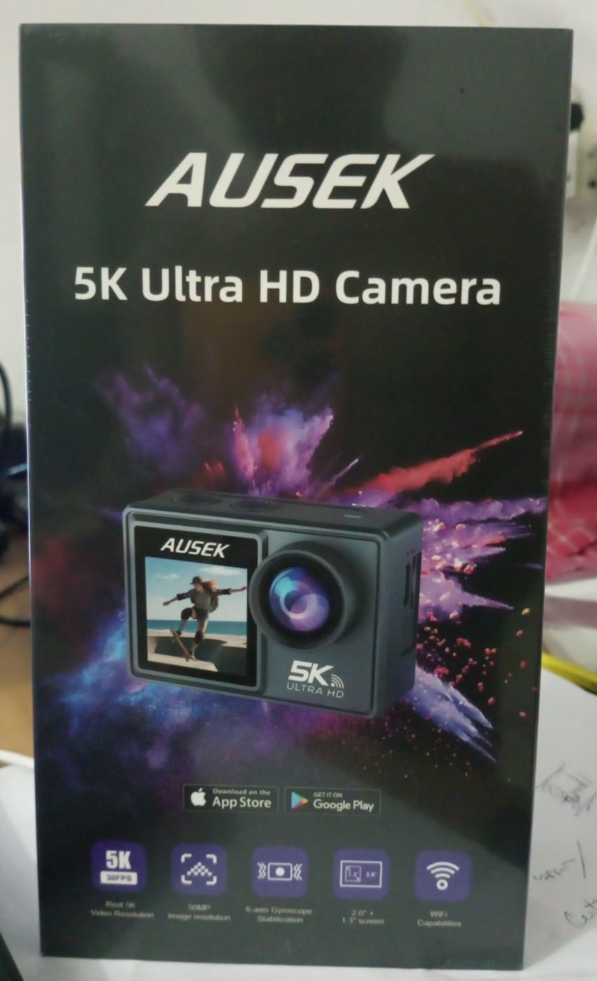 Picture of AUSEK M40TR  5K Ultra HD TOUCH Screen DUEL SCREEN AUSEK M40TR Action Camera 5K 30fps  AT-M40TR  BATTERY 2 PICES 1050 mAh  With Extranal Microphone and Remote