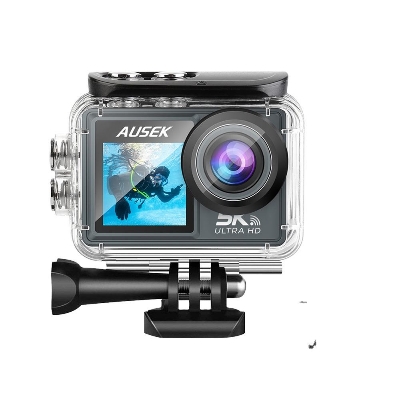 Picture of AUSEK M40TR  5K Ultra HD TOUCH Screen DUEL SCREEN AUSEK M40TR Action Camera 5K 30fps  AT-M40TR  BATTERY 2 PICES 1050 mAh  With Extranal Microphone and Remote