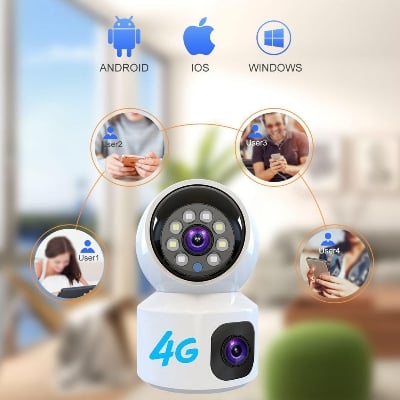Picture of 360° 2MP  X 2MP 4G, V380 PTZ Dual Lens Smart Wifi IP Camera