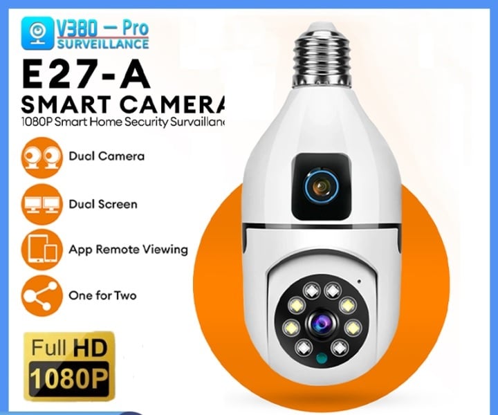 Picture of 2MP Dual Lens CCTV P2p Camera WiFi bulb  Lamp Light Panoramic IP PTZ Network Camera