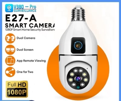 Picture of 2MP Dual Lens CCTV P2p Camera WiFi bulb  Lamp Light Panoramic IP PTZ Network Camera