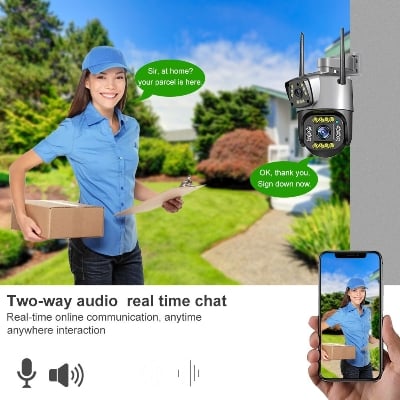 Picture of 3MP+3MP Dual-Lens Speed Wifi Camera Outdoor Two Way Audio Home Security IP Camera Video Pan Tilt Dome Camera V380 PRO
