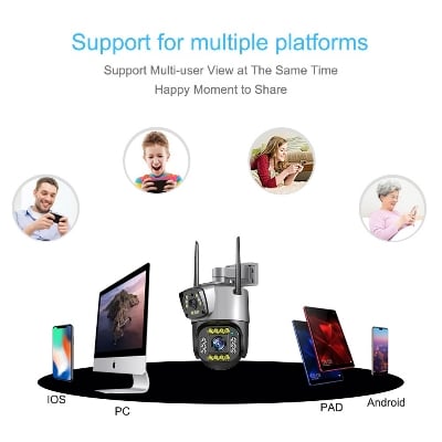 Picture of 3MP+3MP Dual-Lens Speed Wifi Camera Outdoor Two Way Audio Home Security IP Camera Video Pan Tilt Dome Camera V380 PRO