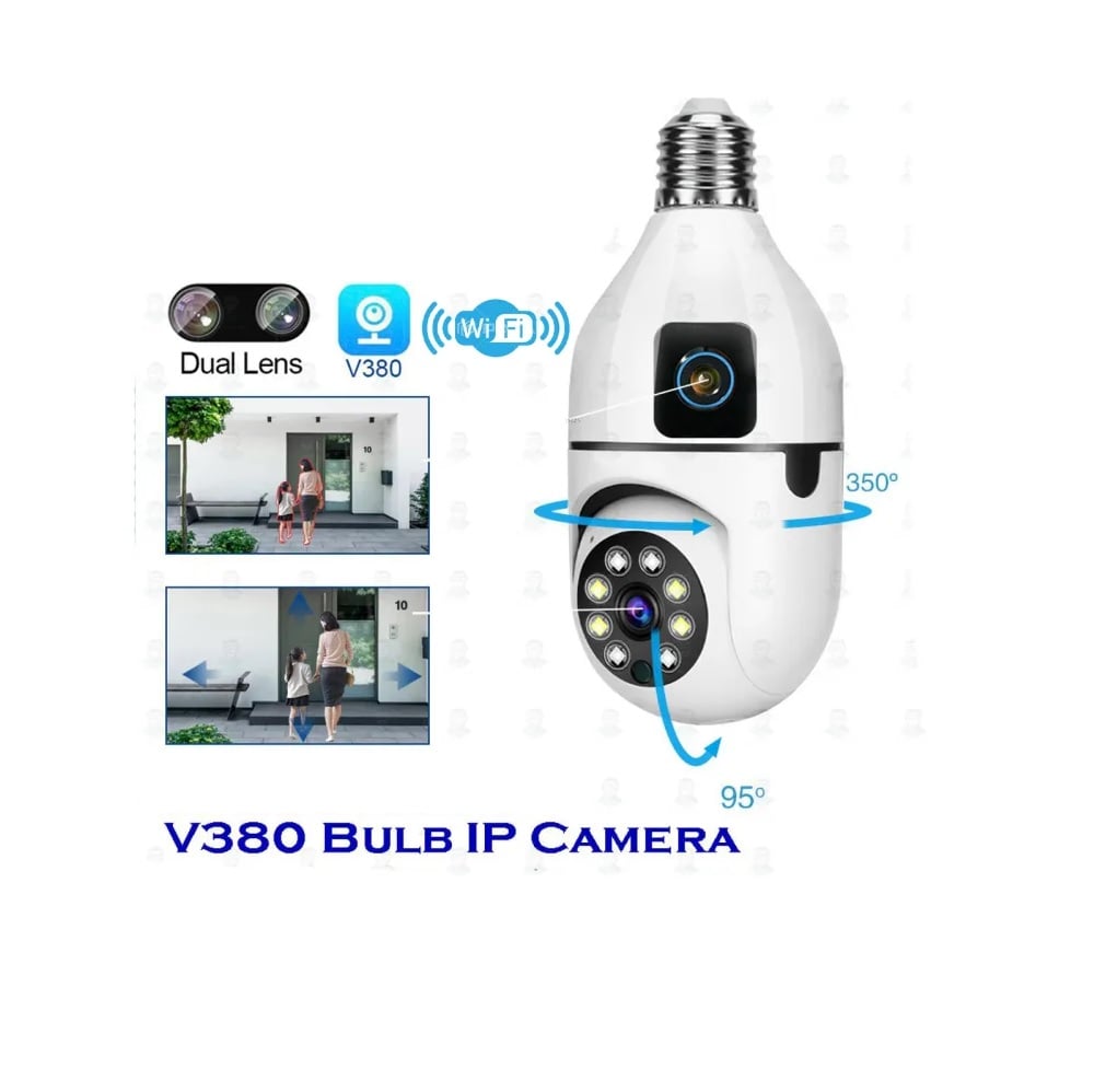 Picture of V380 Pro Dual Lens Dual Screen E27 Bulb Camera Two Ways Audio Color Night Vision Smart Home Security Wireless WIFI Indoor Camera