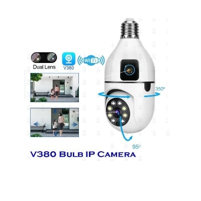 Picture of V380 Pro Dual Lens Dual Screen E27 Bulb Camera Two Ways Audio Color Night Vision Smart Home Security Wireless WIFI Indoor Camera
