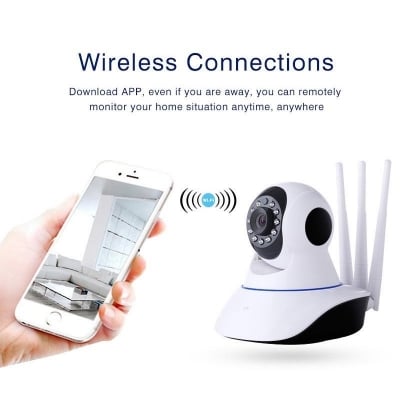 Picture of Wifi IP Camera V380 Pro Three Antenna With LAN Port Night Vision Smart Security CCTV Camera