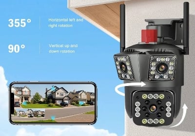 Picture of OUTDOOR V380 PRO REAL 2 lens 2 camers 3 MOBILE SCREEN  6MP(2MP+2MP+2MP) 10XZOOM IP66 Wireless Camera WiFi PTZ Network CCTV Camera SECURITY camera
