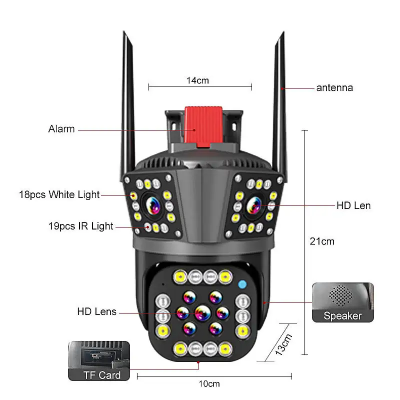 Picture of OUTDOOR V380 PRO REAL 2 lens 2 camers 3 MOBILE SCREEN  6MP(2MP+2MP+2MP) 10XZOOM IP66 Wireless Camera WiFi PTZ Network CCTV Camera SECURITY camera