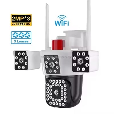 Picture of IPC360 HOME APPS 3 CAMERAS 6mp (2MP+2MP+2MP) outdoor Wifi Camera Home Wireless Home Security Panorama Cctv Ip Cameras Three Lens Three Screen Wifi PTZ Camera