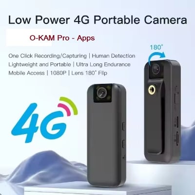 Picture of New 3MP O-KAM Pro - Apps  Mini 4G Camera Compact Wireless Device with eight-Hour Continuous Recording  CCTV Camera