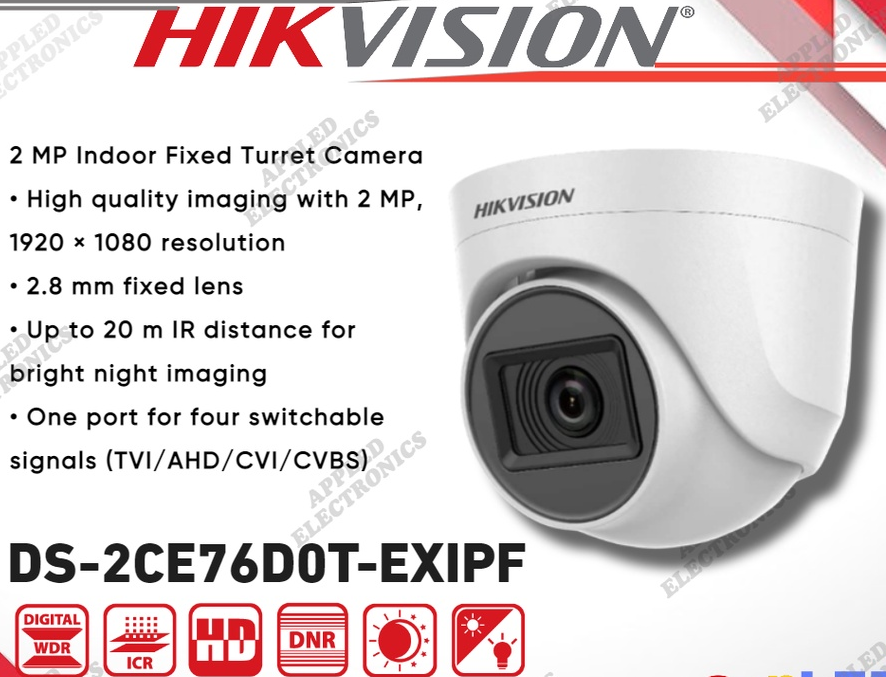 Picture of 2 MP (1080P) Dome Camara, 20 Meter IR Distance, Lens 2.8 MM 90 DEGREE SUPPORTED ALL DVR