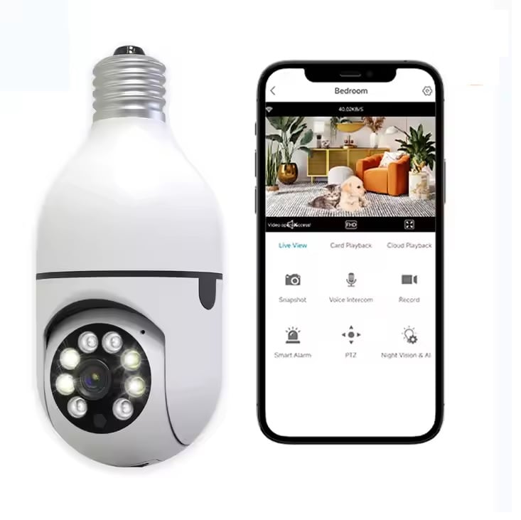 Picture of Single Lens WiFi  Bulb Indoor 2MP 1080P Two-way Audio Smart APP Control Indoor V380pro CCTV Security Bulb Camera
