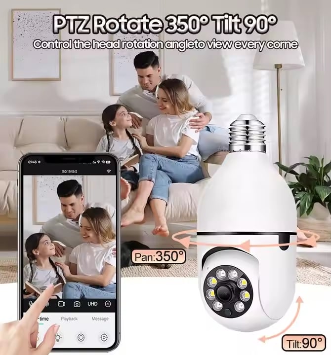 Picture of Single Lens WiFi  Bulb Indoor 2MP 1080P Two-way Audio Smart APP Control Indoor V380pro CCTV Security Bulb Camera