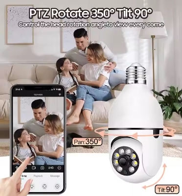 Picture of Single Lens WiFi  Bulb Indoor 2MP 1080P Two-way Audio Smart APP Control Indoor V380pro CCTV Security Bulb Camera