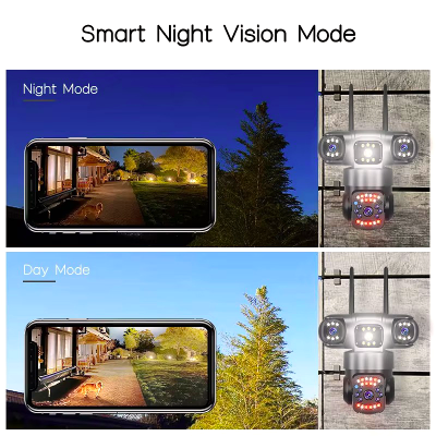 Picture of THREE LENS V380 Pro WiFi Outdoor  Camera, 6MP(2MP+2MP+2MP) Triple Lens Triple Screen Security Video Monitor, Night Vision, Waterproof CCTV Cameras