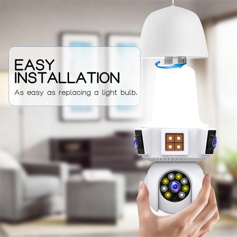 Picture of V380 PRO REAL 3 LENS BULB CAMERA FULL NIGHT COLOR 6MP( 2MP+2MP+2MP) WIFI  Three Lens 3 Screens Ip Cctv Color Night Vision Ptz Two Way Audio Security Light Bulb Camera