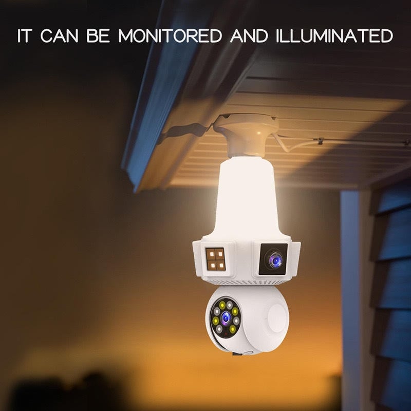 Picture of V380 PRO REAL 3 LENS BULB CAMERA FULL NIGHT COLOR 6MP( 2MP+2MP+2MP) WIFI  Three Lens 3 Screens Ip Cctv Color Night Vision Ptz Two Way Audio Security Light Bulb Camera