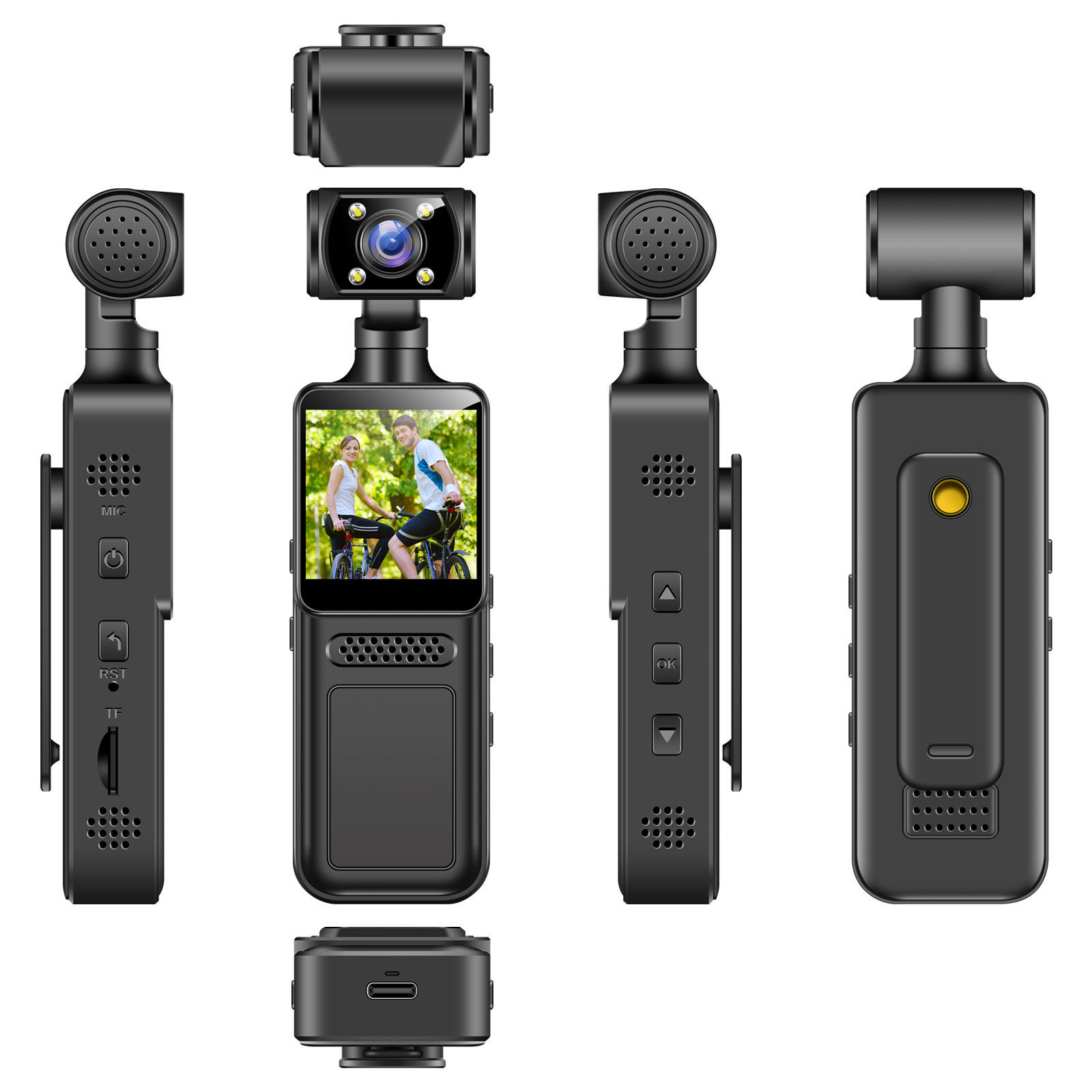 Picture of AUSEK AT-M12 1.3-inch 4K High Definition Sports Digital 180 Degrees Rotatable Loop Video Back Clip Design Mini Pocket Camera M12 Battery 1500 MaH 4 hours working hours
