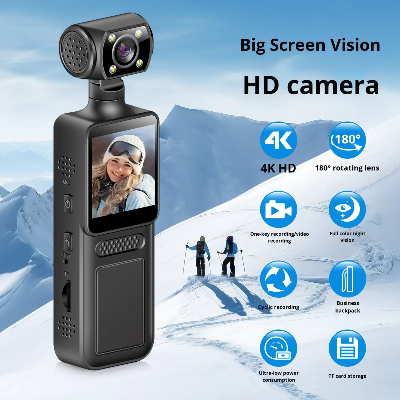 Picture of AUSEK AT-M12 1.3-inch 4K High Definition Sports Digital 180 Degrees Rotatable Loop Video Back Clip Design Mini Pocket Camera M12 Battery 1500 MaH 4 hours working hours