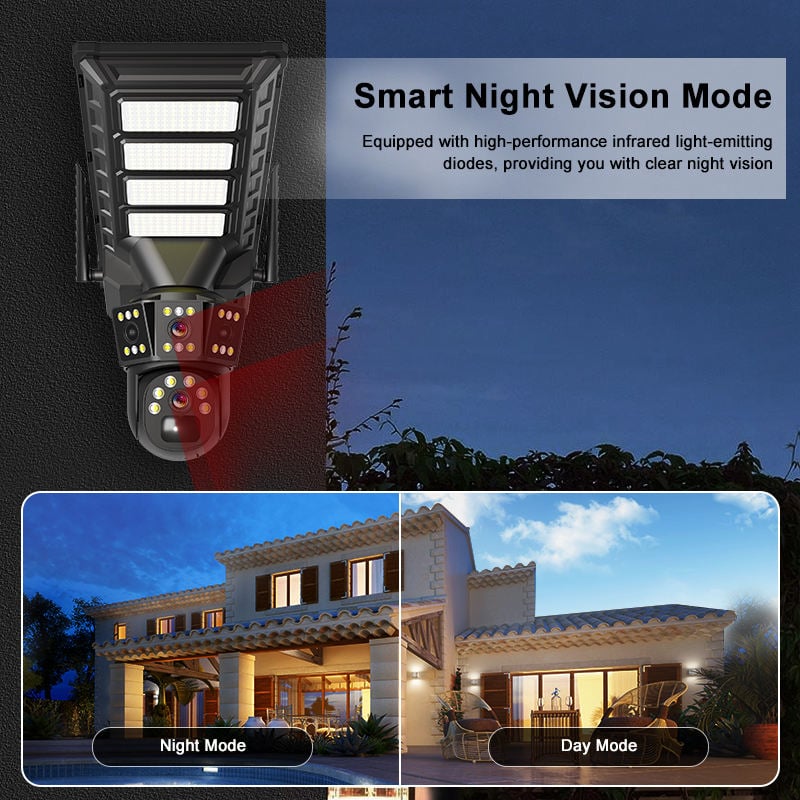 Picture of V380pro 4G SIM Outdoor Security Solar CCTV Camera2 LENS 3 SCREEN 10X Zoom Wide Angle Night Vision Cloud Data Storage Motion Detection Street Light