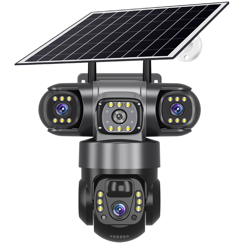 Picture of SOLAR 4G SIM V380pro 2 CAMERS 2 Lens With 3 Mobile Screens Solar 6MP 4G SIM Card Camera PTZ Security with 8W Solar Panel 8000mAh Battery for Home Safety