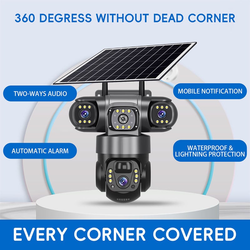 Picture of SOLAR 4G SIM V380pro 2 CAMERS 2 Lens With 3 Mobile Screens Solar 6MP 4G SIM Card Camera PTZ Security with 8W Solar Panel 8000mAh Battery for Home Safety