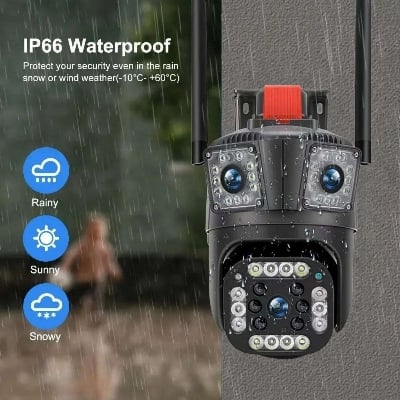 Picture of V380 Pro Wifi Camera REAL THREE CAMERA Three Lens MOBILE THREE SCREEN Two Way Audio Ptz Outdoor Security Network Three Screens IP Wireless Surveillance Camera OUT DOOR NIGHT VISION