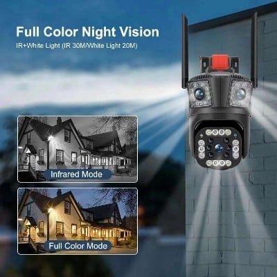 Picture of V380 Pro Wifi Camera REAL THREE CAMERA Three Lens MOBILE THREE SCREEN Two Way Audio Ptz Outdoor Security Network Three Screens IP Wireless Surveillance Camera OUT DOOR NIGHT VISION