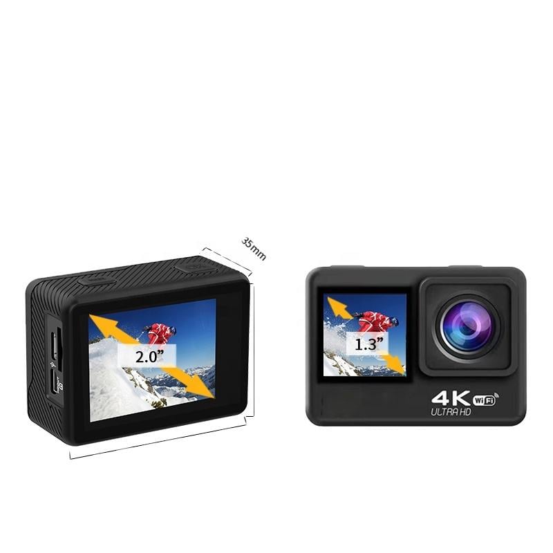 Picture of AUSEK AT-Q60AR-T 4K 4K30fps/60fps WiFi Sports Camera 2-inch + 1.3-inch dual screen with touch and timer selfie "touch Screen Waterproof 30M Sport AUSEK Action Camera 900MH BTTERY 90 MIN VIDEO