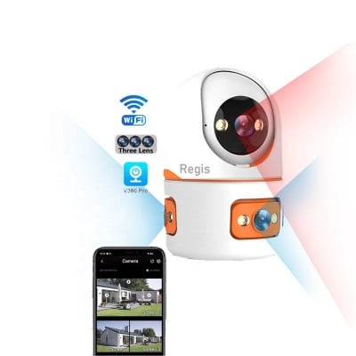 Picture of real 3 camera 6MP V380 Pro Wifi Indoor Security CCTV IP Camera Three Screens Two Way Audio Ptz with Night Vision and CMOS Sensor
