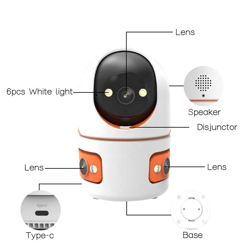 Picture of real 3 camera 6MP V380 Pro Wifi Indoor Security CCTV IP Camera Three Screens Two Way Audio Ptz with Night Vision and CMOS Sensor