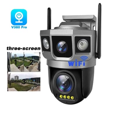 Picture of V380 Pro Camera 2 CAMERAS BUT 3 MOBILE SCREEN  2K 4MP Outdoor Dual Lens Wireless PTZ Waterproof Security CCTV With Three Screen Wifi Security Network Cameras