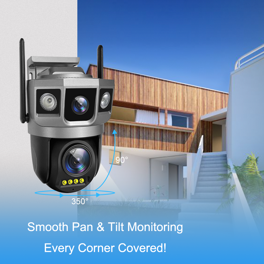 Picture of V380 Pro Camera 2 CAMERAS BUT 3 MOBILE SCREEN  2K 4MP Outdoor Dual Lens Wireless PTZ Waterproof Security CCTV With Three Screen Wifi Security Network Cameras