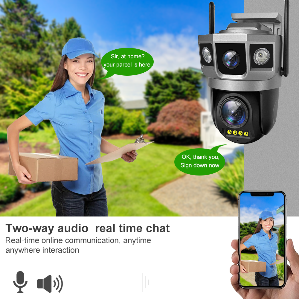 Picture of V380 Pro Camera 2 CAMERAS BUT 3 MOBILE SCREEN  2K 4MP Outdoor Dual Lens Wireless PTZ Waterproof Security CCTV With Three Screen Wifi Security Network Cameras