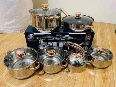 Picture of KAISA VILLA KV-6636 In Stock Stainless Steel Cooking Pot Set Kitchenware 12 Piece Pots Set Cookware Sets Kitchen