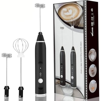 Picture of Powerful Milk Frother 3-Speed Electric Frother Rechargeable Wisker for Stirring Perfect for Coffee/Lattes/Cappuccino/Matcha/Hot Chocolate
