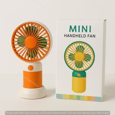 Picture of Mini Handheld Rechargable unique design potrable Fan with stand