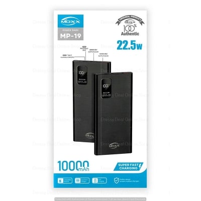 Picture of Moxx 10000 mAh 22.5W Super Fast Charging Power Bank with LED Display.
