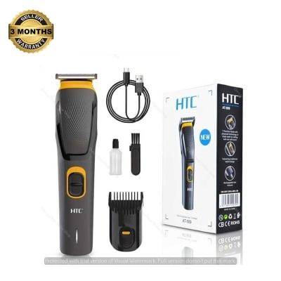 Picture of Htc AT-509 Multifunction Men's Trimmer with Stainless Steel Blades Type C charging -Sleek Black Design